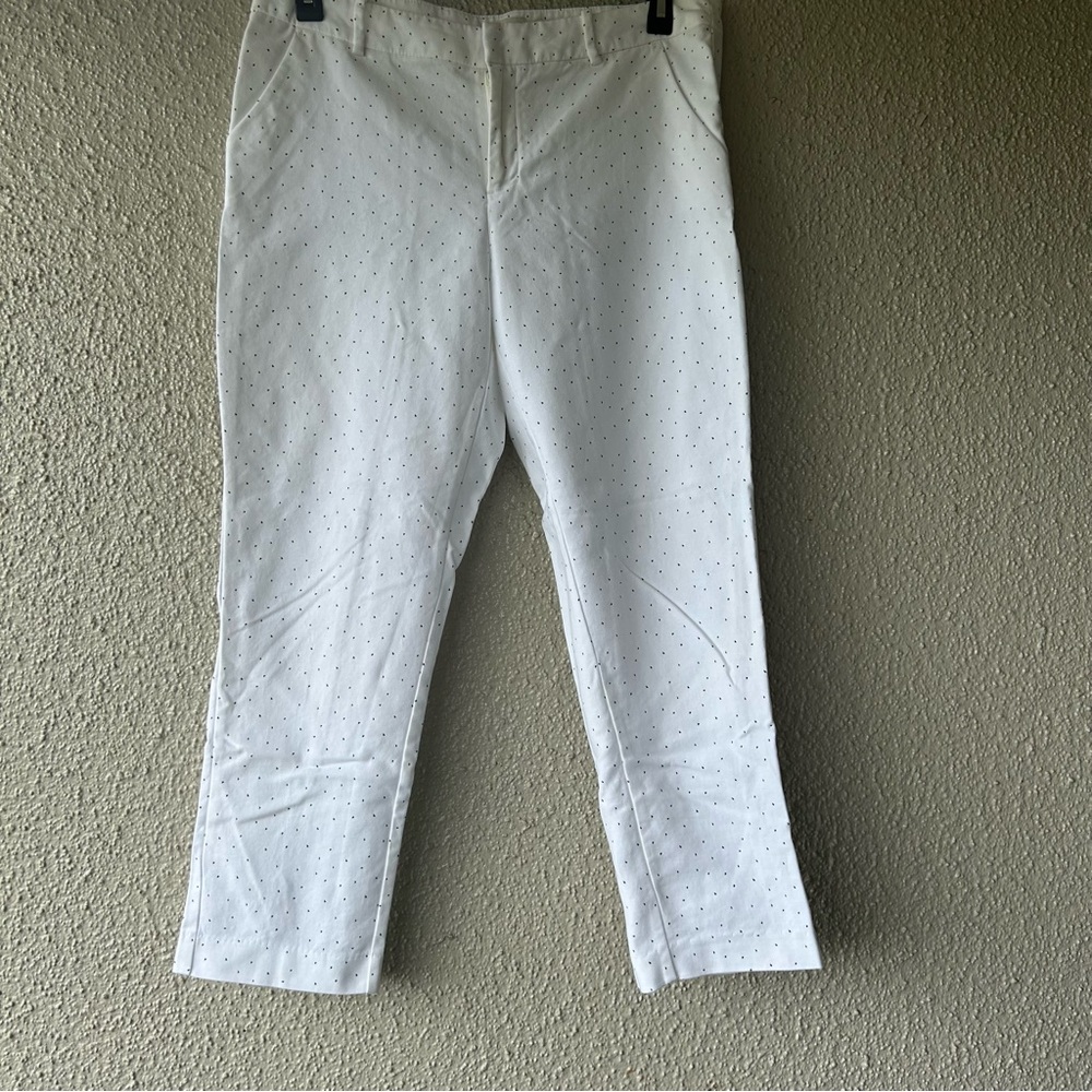 A New Day Women’s Slim Ankle Pants Stretch Color White/Black Size 14 like New